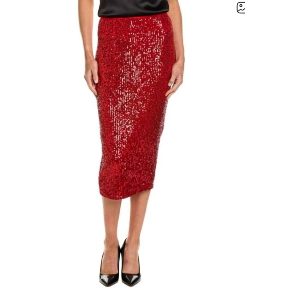Alexia Admor Red Sequin‎ Pencil Skirt Sparkle Party Occasion Size 2